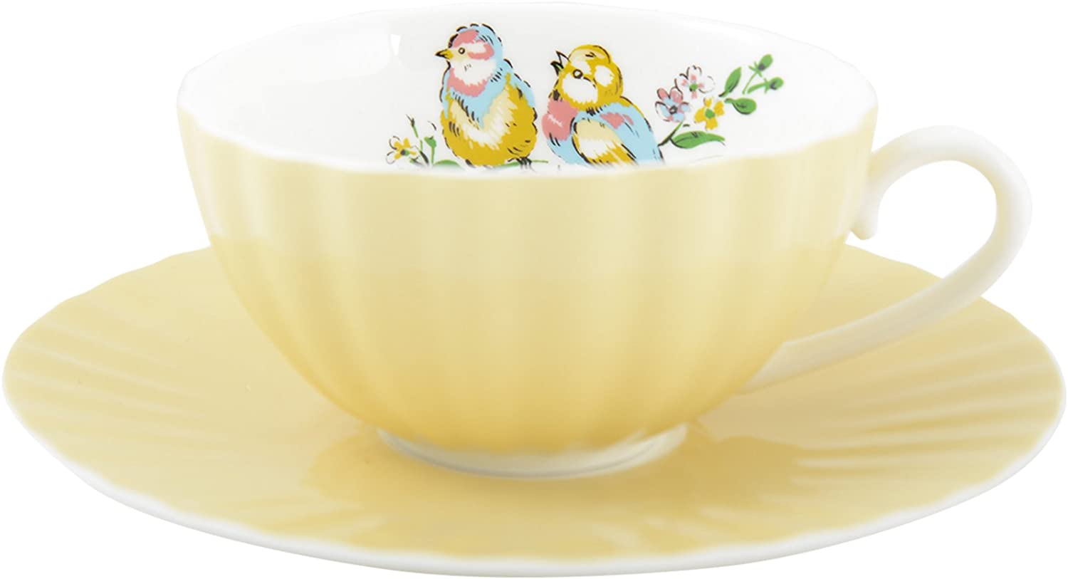 Katie Alice Tea Cup and Saucer - The Bird Song Collection - Yellow